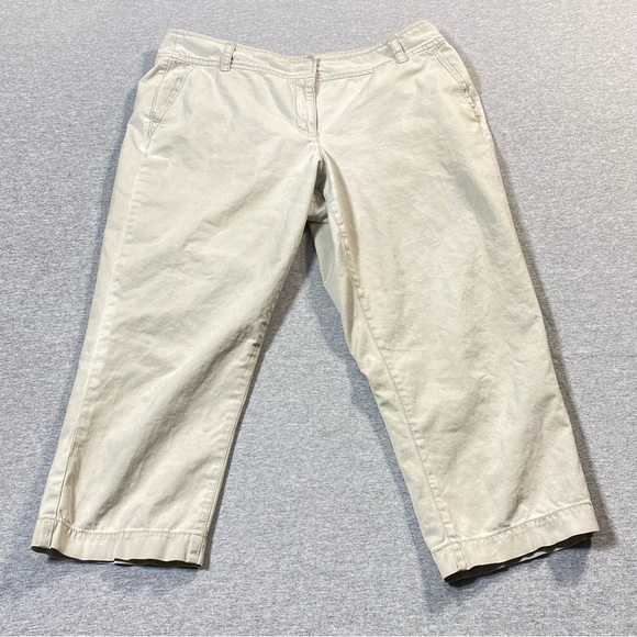 LOFT Pants - LOFT Pants Women 14 Beige Julie Crop Mid Rise Casual Lightweight Chino Trousers
